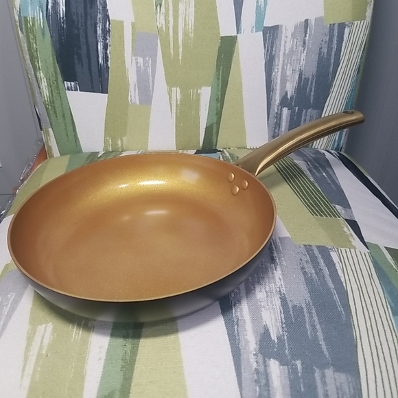 Parini Golden Chef Cookware Non-Stick 9.5" Fry Pan 18K Gold Infused Coating NIB - Picture 7 of 12